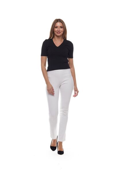 EVS WOMAN Kadın Ekru Önden Çimalı Beli Lastikli Pantolon