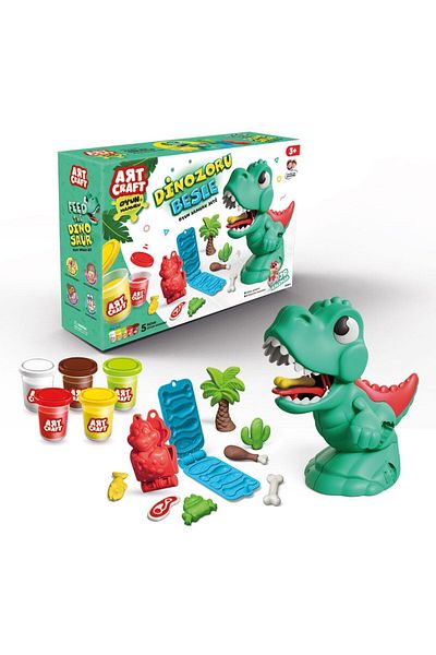 Doğan Oyuncak Dünyası Dinosaur Play Dough Set (280 Gr.)- Play Dough Set - Dough Sets - Dough Molds - Dino Dough