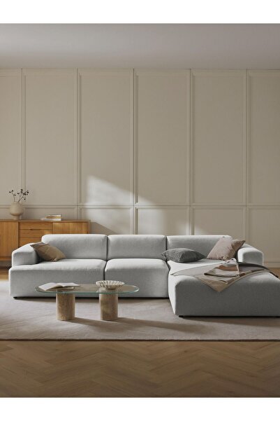 S Home Design Concept Molly Köşe Koltuk Açık Gri Keten Sağ Köşe