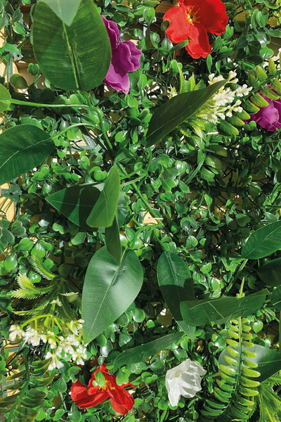 Fupe Shop Doğal Ahşap Yapay Çiçek Bitki Duvar Kaplama Panel Dikey Bahçe 40x60 Cm