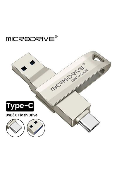MicroDrive 128 جيجابايت من النوع C وUSB 3.0 ثنائي الإدخال OTG معدني متين