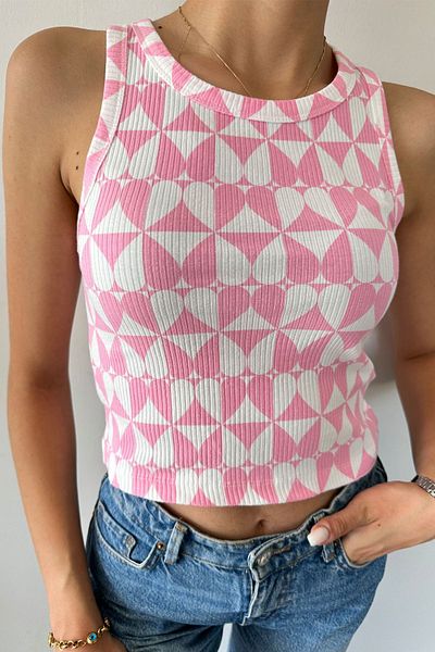 CİDDE Flexible Corded Women's Crop Tank Top - Halter Neck