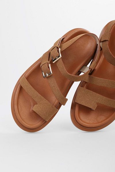Shoeberry Γυναικεία Σανδάλια Harwey Brown Suede - Πολλαπλοί ιμάντες