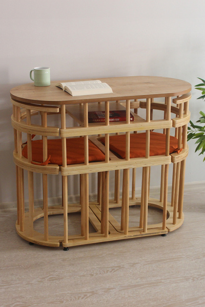 Eymense Latte Bahçe Balkon Mutfak Bohem Huş Masa Sandalye Takımı