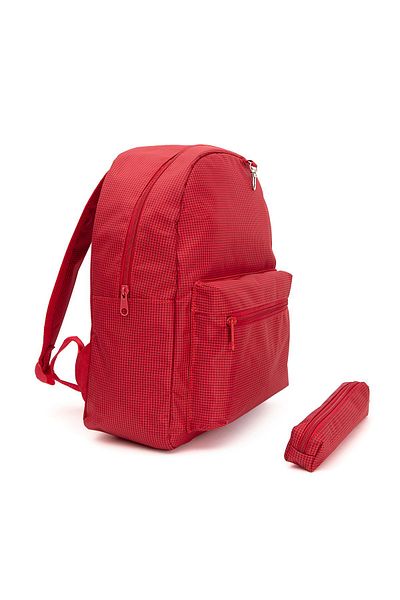GNC DESİGN 0-8 Years Old Children's Backpack - Red Gingham and Pen Holder, Kindergarten-Nursery