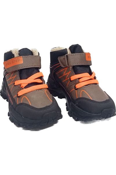 İpek King Step Children's Brown Lace-Up Fur Lined Light Sole Boots