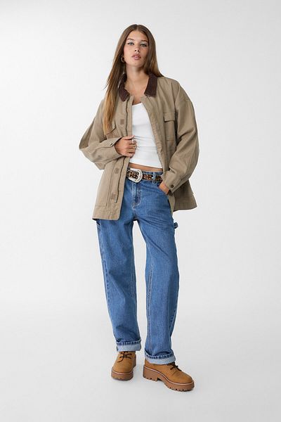 Stradivarius Contrast Detail and Multi-Pocket Jacket