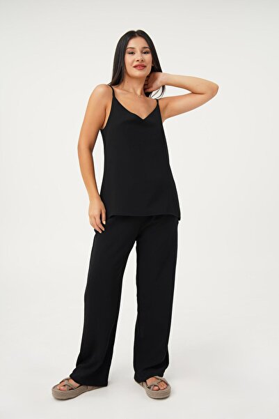 Hipo Trend Classic Crepe Black Double Set - Thin Strap