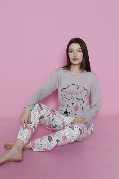Emir Store Women's Long Sleeve Pajama Set - Nightgown