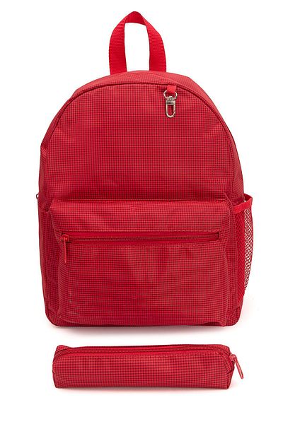 GNC DESİGN 0-8 Years Old Children's Backpack - Red Gingham and Pen Holder, Kindergarten-Nursery
