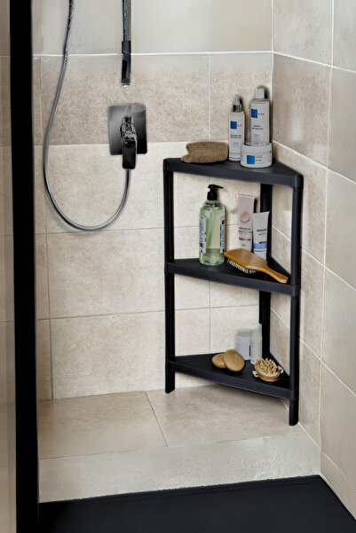 Carpekitchen Üçgen 3 Katlı Raf Ünitesi Siyah
