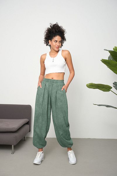LİVE SPORT Acid Washed Women's Cupra Carrot Leg Shalwar - Pocketed