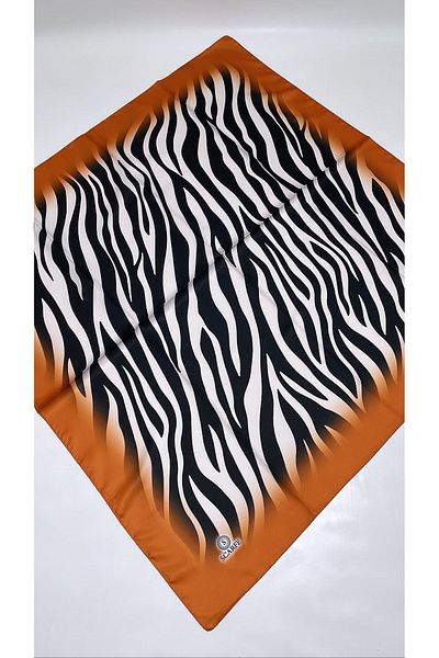 Onur Eșarfă din twill cu model de mătase 90x90 cm - model zebră (portocaliu)