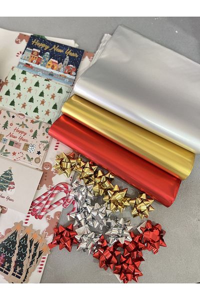 Meyofficial Mega new year packaging kit (pelur gift package greeting card stickers star raffia binding rope