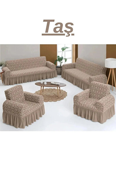 kanway Jakarlı 3+3+1+1 koltuk takımı örtüsü. lastikli, esnek, yıkanabilir kol...