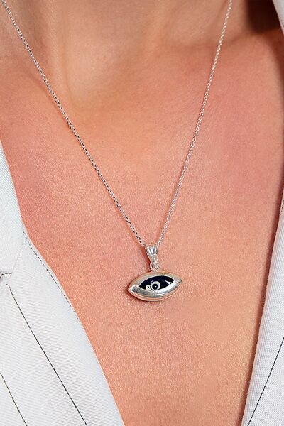 Madam&Matmazel Minimal Göz Nazar Boncuklu Kolye | 925 Ayar Gerçek Gümüş| Kadın, Kız, Arkadaş, Anne Hediyeleri