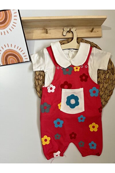 Miraydın Butik % 100 Papatya Detaylı 2li Yazlık Kısa Kollu Kız Bebek Tulum