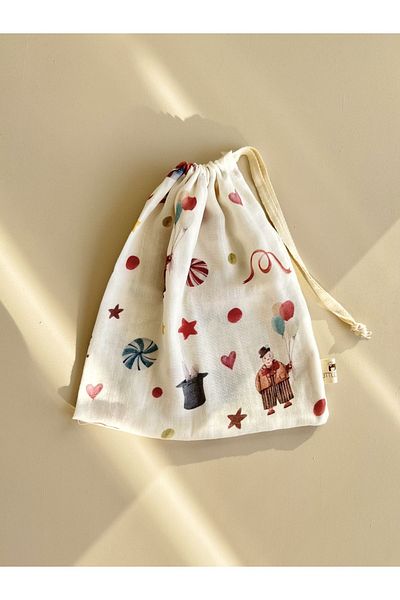 Little Dude 100% Organic Cotton Patterned Muslin Bag (25 X 30 CM)