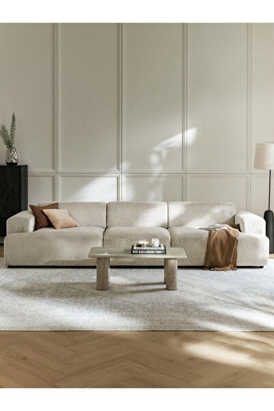 S Home Design Concept Molly 3 Modül Kanepe Koltuk Fitilli Kırık Beyaz