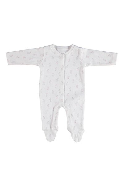 Bibaby Organic Jumpsuit Rabbit Girl Ecru - Pink