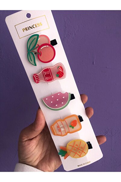 synshop Kawaii Kore Yakult İçecek Şişesi Kiraz Karpuz Kalp Ananas Havuç Çilek 5 cm Pens Toka Seti Hediye