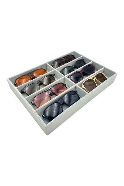 sezginkutuveaksesuar Glasses Organizer 8-Piece Painting Suede Gray Anfora