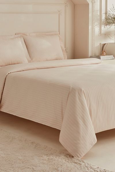Karaca Home minas White Collection - Double Beige Satin Duvet Cover Set