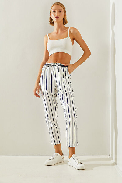 Bianco Lucci Pantaloni morcovi 60251354   - Dungi și legături din cauciuc în talie