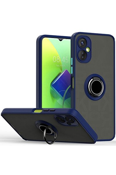 Gpack Tecno Spark 9 Pro Kılıf Montreal Yüzüklü Mıknatıslı Kamera Korumalı Silikon Lacivert