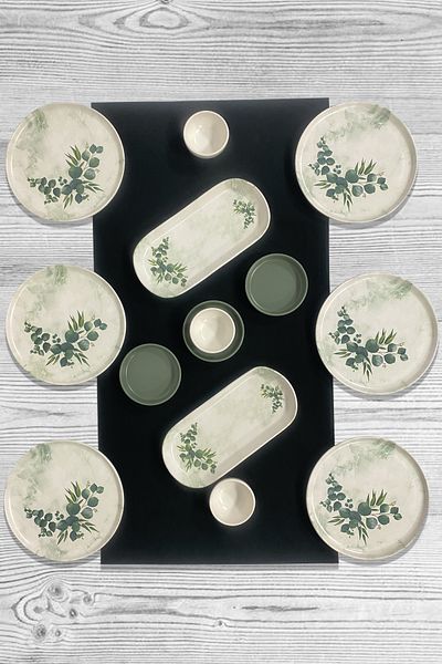 Keramika Eucalyptus Nordic - 14 Piece Breakfast Set for 6 Persons