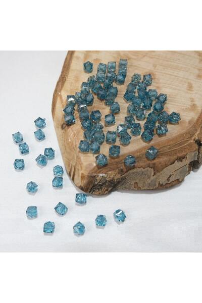 Prestij Boncuk مكعب خرز أكريليك أزرق بترولي 10 مم - حقيبة 500 جرام وخرز مجوهرات