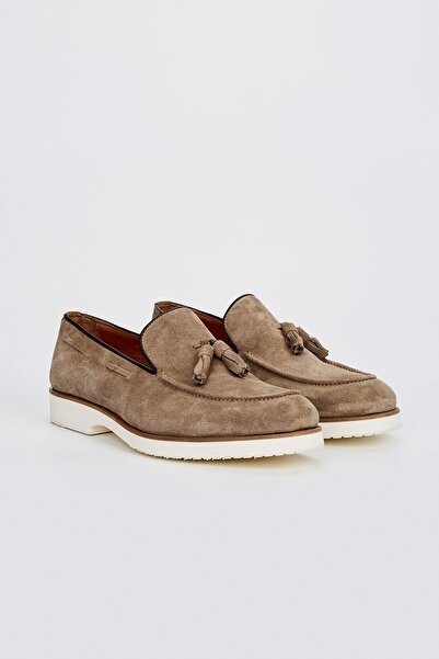 Valmenti Ανδρικά παπούτσια Loafer από γνήσιο δέρμα Ottone μπεζ σουέντ