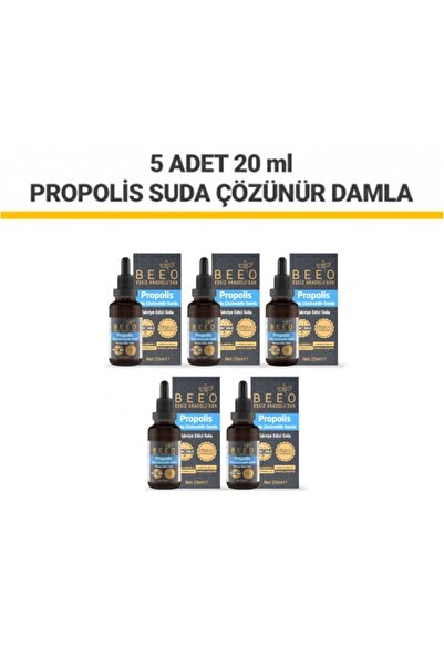 BEE'O 5 Adet Suda Çözünür Propolis Damla Paketi