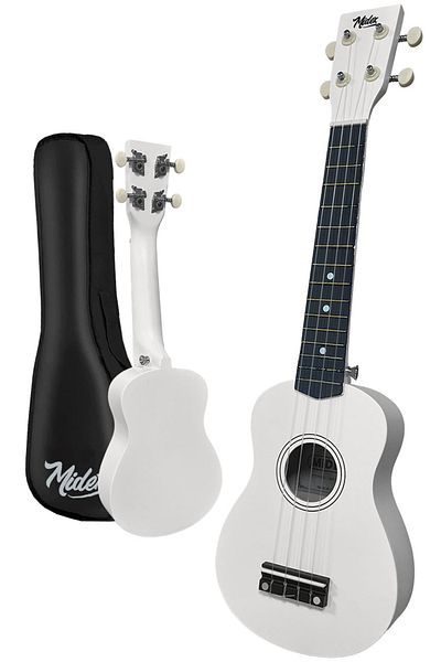 Midex Ukx-233wh White Concert Ukulele - Hanging Bag and Method Plectrums