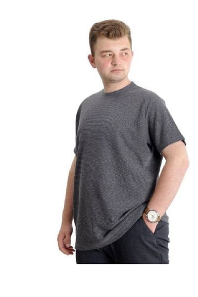 SuperXL Ανδρικό μπλουζάκι - Crew Neck, WAFFLE 20033, Plus Size, ΜΑΥΡΟ