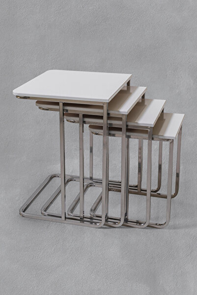 Veys Sehpa TEKERLEKSİZ  - VEGAS ZİGON SEHPA  4 LÜ - BEYAZ