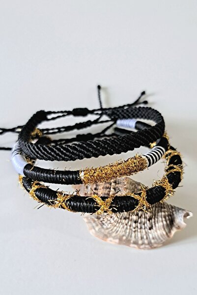 AYS TASARIM 3'lü Çok Renkli Şans Bilekliği Arkadaşlık Bilekliği Rasta İp Bile...