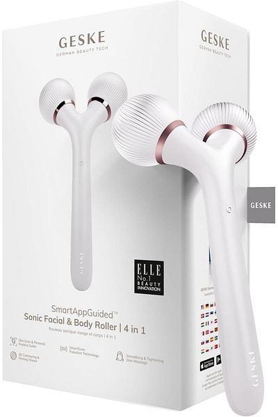 Geske Sonic Facial & Body Roller | 4 in 1 | Facial & Body dermaroller| Derma stimulator l Starlight