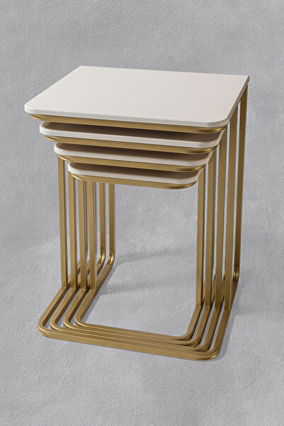 Veys Sehpa TEKERLEKSİZ   - VEGAS ZİGON SEHPA  4 LÜ - GOLD  -