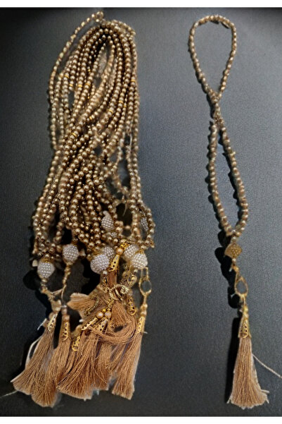 TABASAFE طقم مسبحة زجاجية عالية الجودة مكونة من 10 قطع مرصعة باللؤلؤ