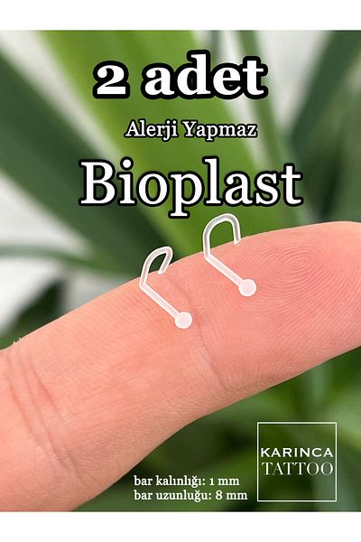 Karınca Piercing 2 Pieces Bioplast Piercing - Allergy-Free Transparent Earrings (Ant Tattoo)