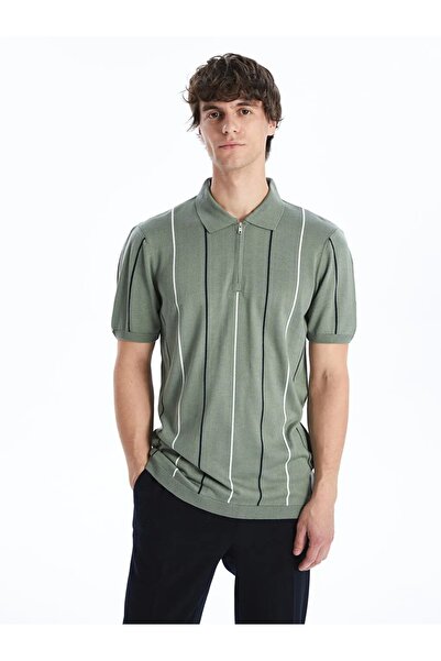 LC Waikiki LCW Vision Men's Striped Knitwear Sweater - Polo Collar, Short Sleeve