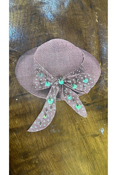 Gönülden Tasarım Pălărie roz - Accesoriu de cusut cu paiete și mărgele, 21x19 cm