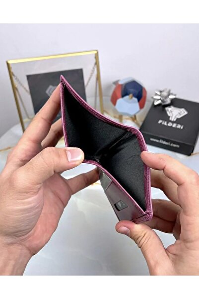 Fil Deri Genuine Leather Women's Wallet Card Holder Cash Compartment Cherry Color 2004