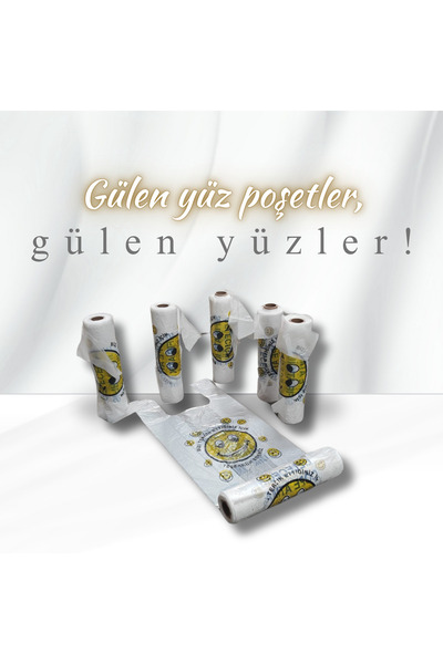 OEM Büyük Boy Gülen Yüz Baskılı  Rulo Poşet 1 Adet