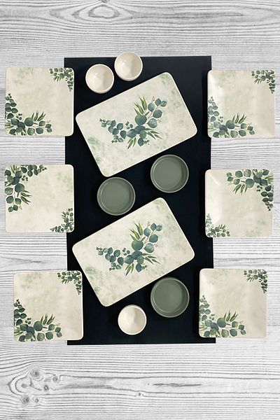 Keramika Eucalyptus 14 Pieces - Breakfast Set for 6 People
