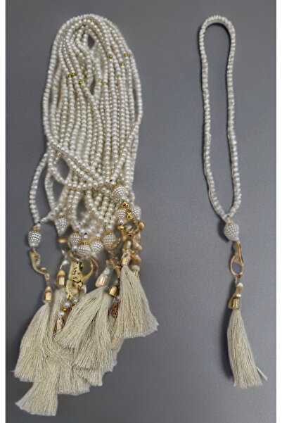 TABASAFE طقم مسبحة زجاجية عالية الجودة مكونة من 10 قطع مرصعة باللؤلؤ