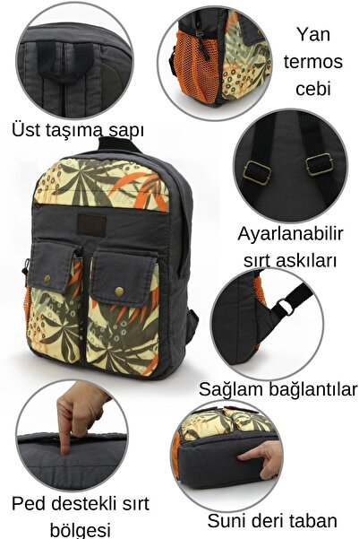 Old Cotton 7224 Anthracite - 15,6 ιντσών Laptop Daily Notebook Βαμβακερή υφασμάτινη τσάντα από καμβά