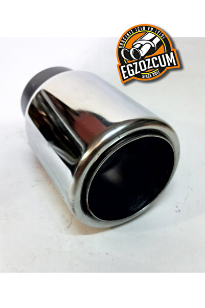 EGZOZCUM Paslanmaz Krom tekli 76 mm. Önü düz içi borulu yuvarlak Egzoz eksoz ucu