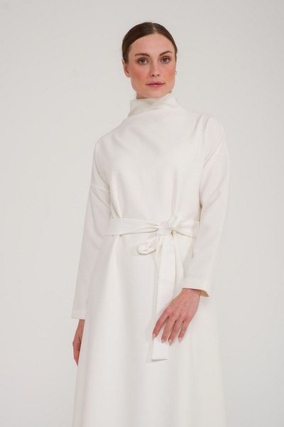 AL-TATARI Basil Belt Detailed Dress Ecru